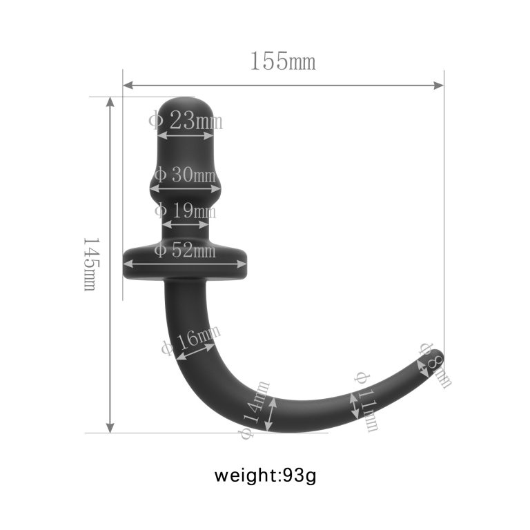 Black silicone large dog tail anal plug (30mm) - Image 3