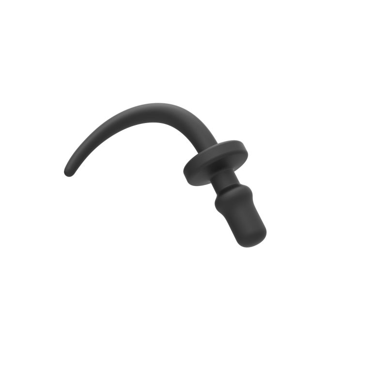 Black silicone large dog tail anal plug (46mm)