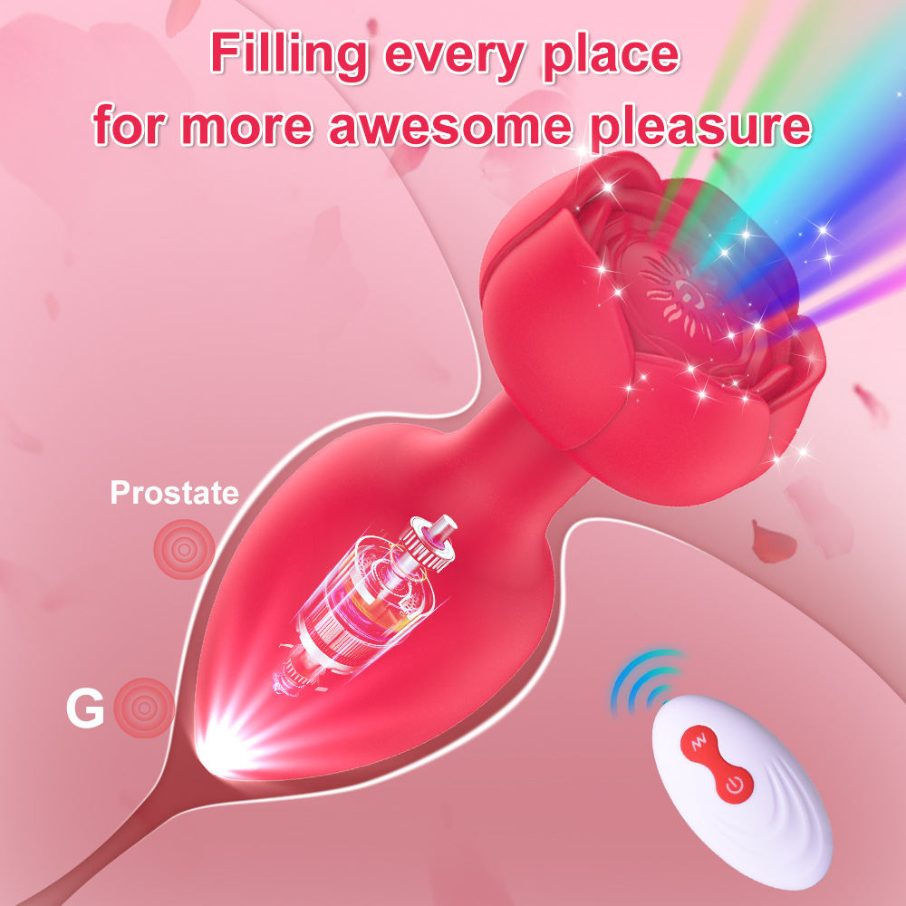 Remote control LED light and vibration silicone anal plug