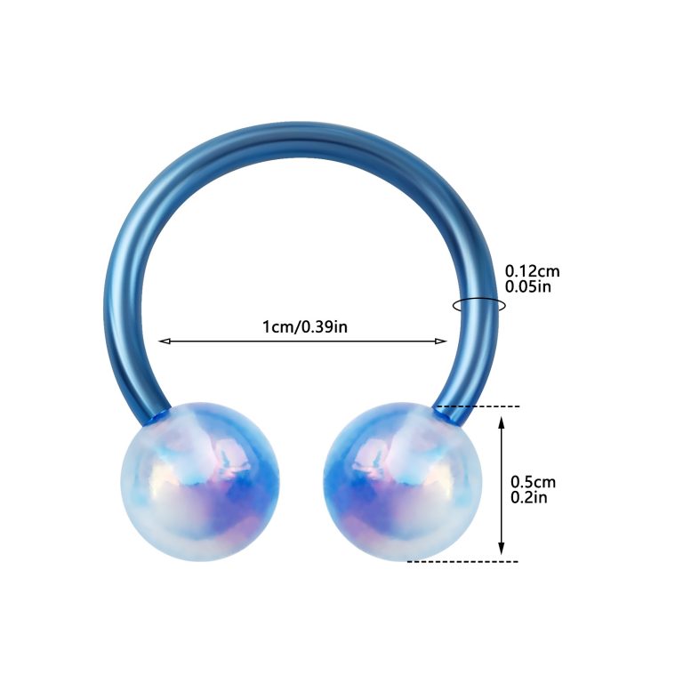 Blue colorful pierced nose studs