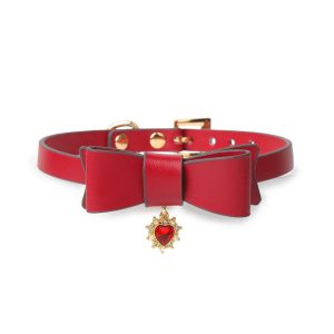 Red bow tie training and punishment puppy attribute erotic leash collar