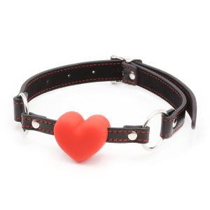 Heart-shaped silicone sex ball gag