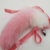 Pink gradient fox tail butt plug tail（40cm）