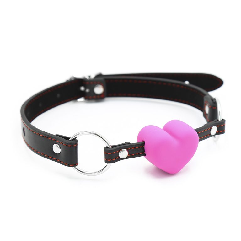 Heart-shaped silicone sex ball gag