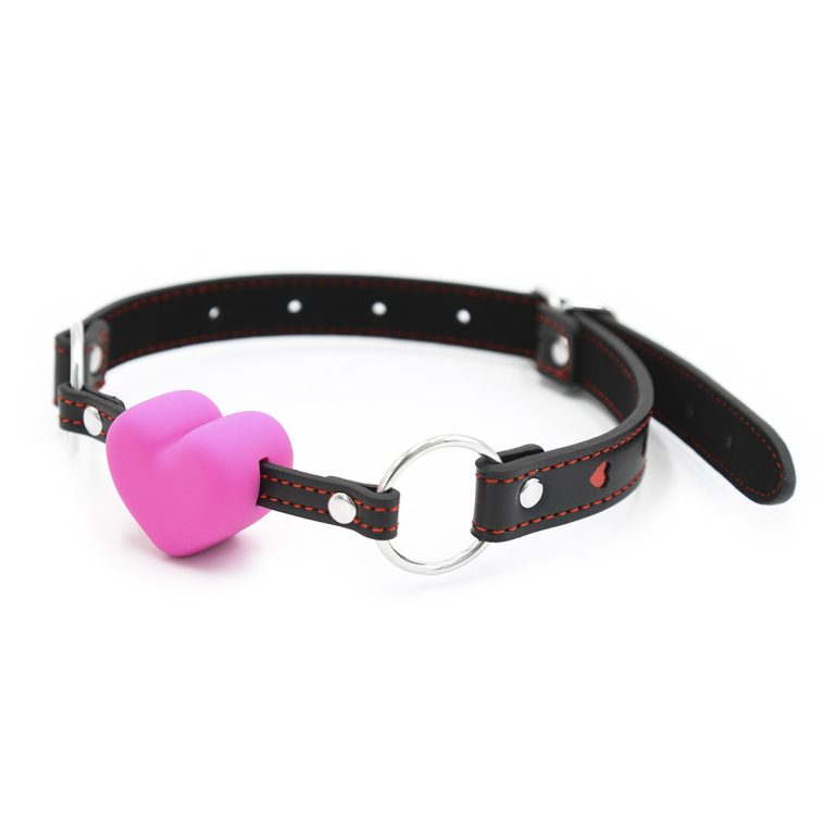Heart-shaped silicone sex ball gag
