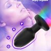 Remote control luminous black silicone vibrating anal plug