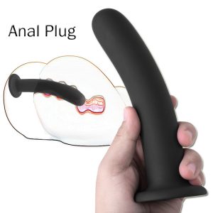 Black suction cup silicone anal plug strip