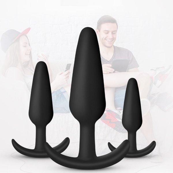 Black nail type silicone anal plug