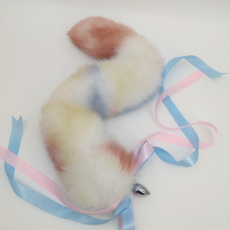 Silver gradient temptation fox tail butt plug tail (30cm) - Image 11