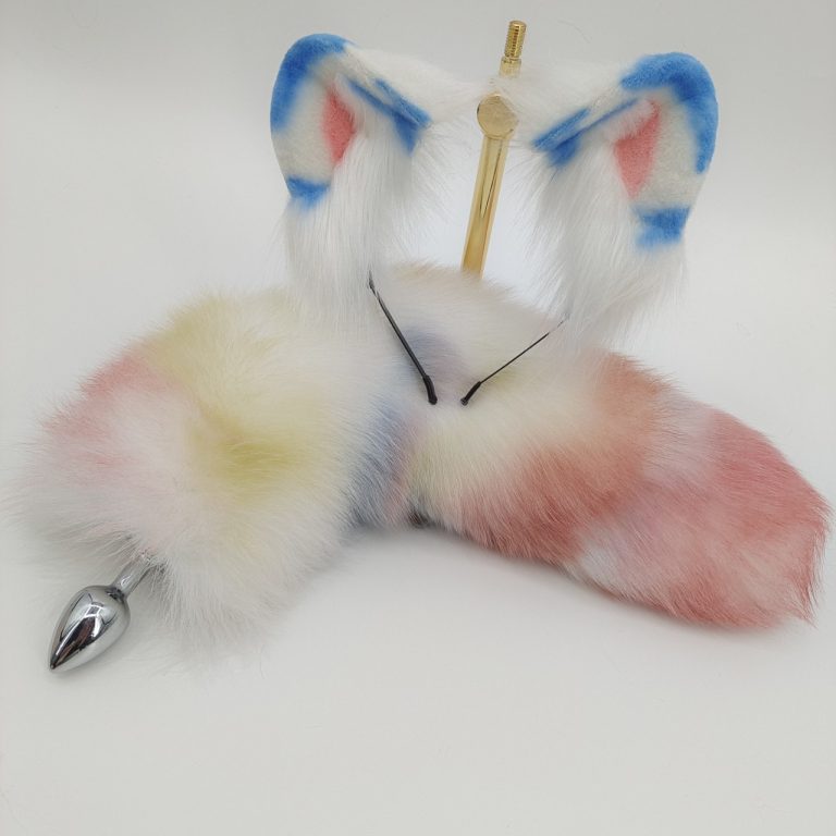 Silver gradient temptation fox tail butt plug tail (30cm)
