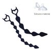 Little devil shaped black silicone anal plug with beads