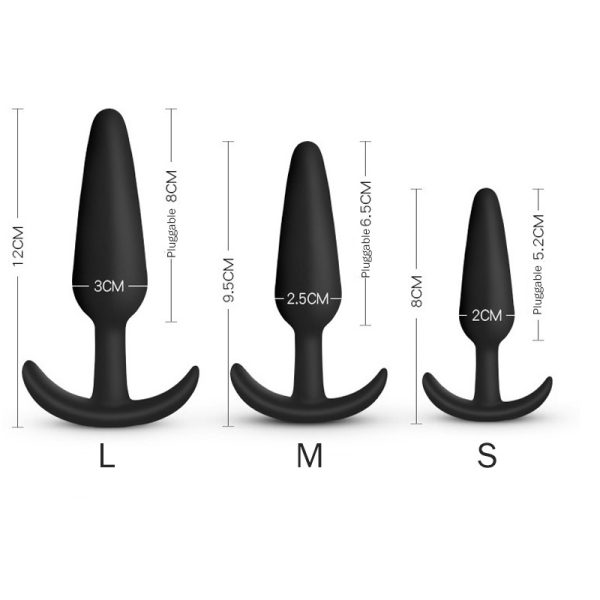 Black nail type silicone anal plug