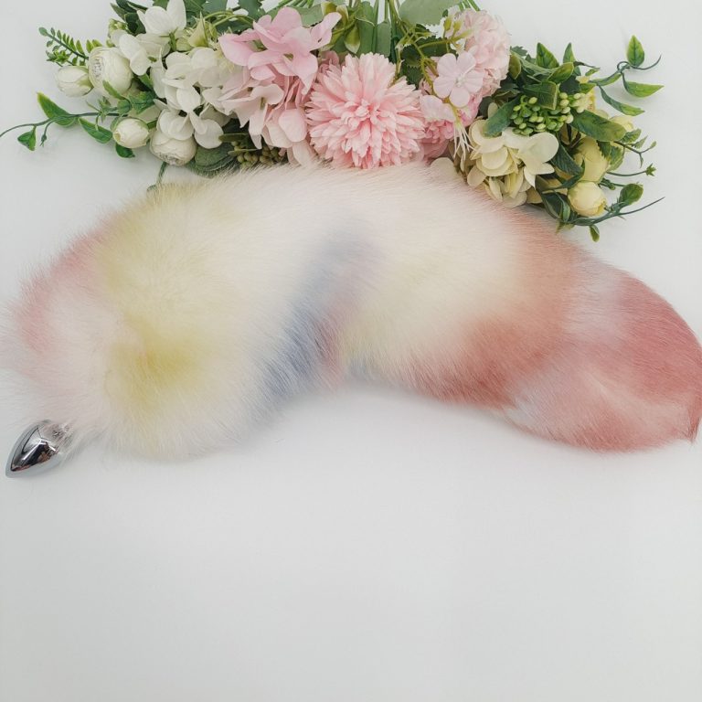 Silver gradient temptation fox tail butt plug tail (30cm) - Image 3