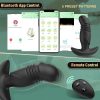 App-controlled, unisex simulated penis telescopic vibration masturbation anal plug toy