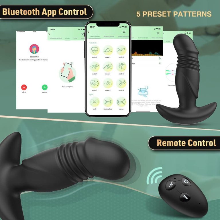 App-controlled, unisex simulated penis telescopic vibration masturbation anal plug toy