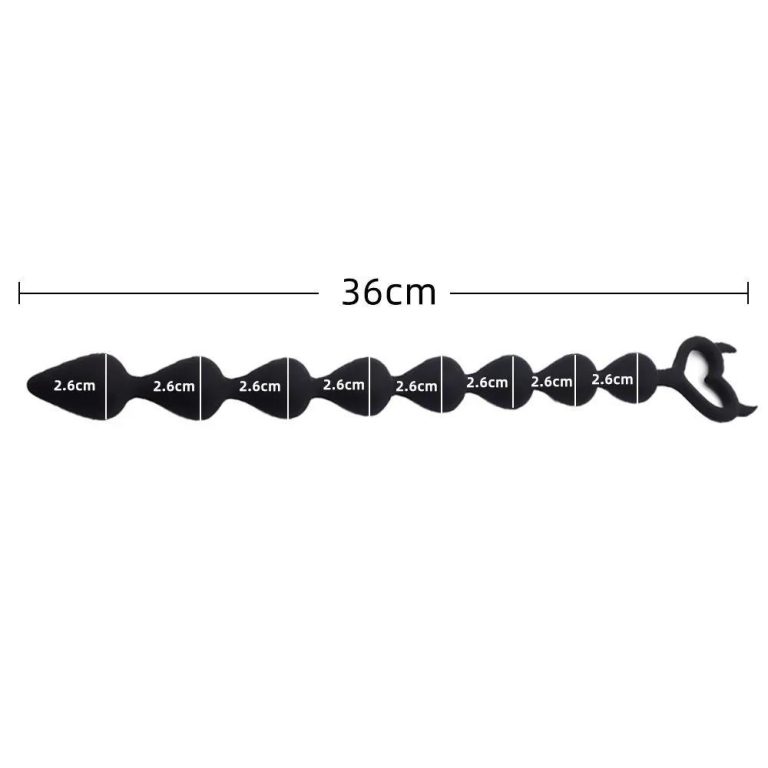 Little devil shaped black silicone anal plug with beads