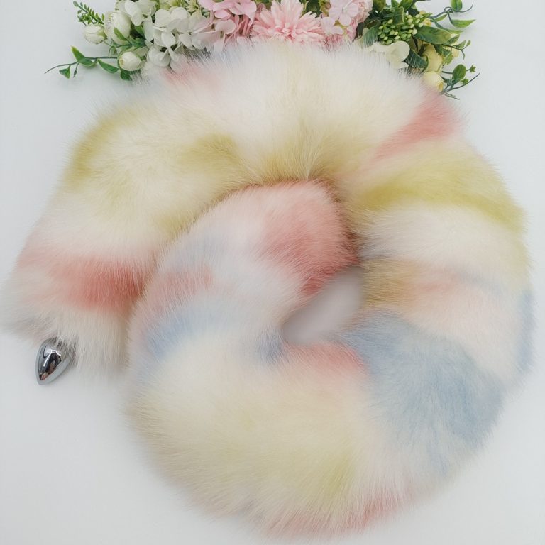 Silver gradient temptation fox tail butt plug tail (30cm)