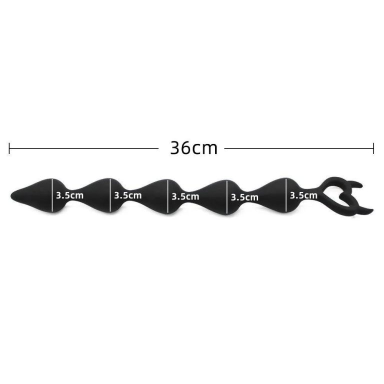 Little devil shaped black silicone anal plug with beads