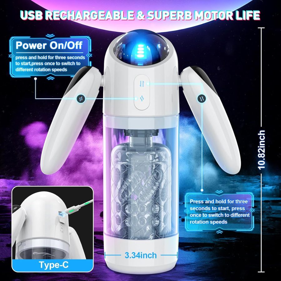 Men's electric retractable rotating masturbator