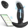App-controlled, unisex simulated penis telescopic vibration masturbation anal plug toy