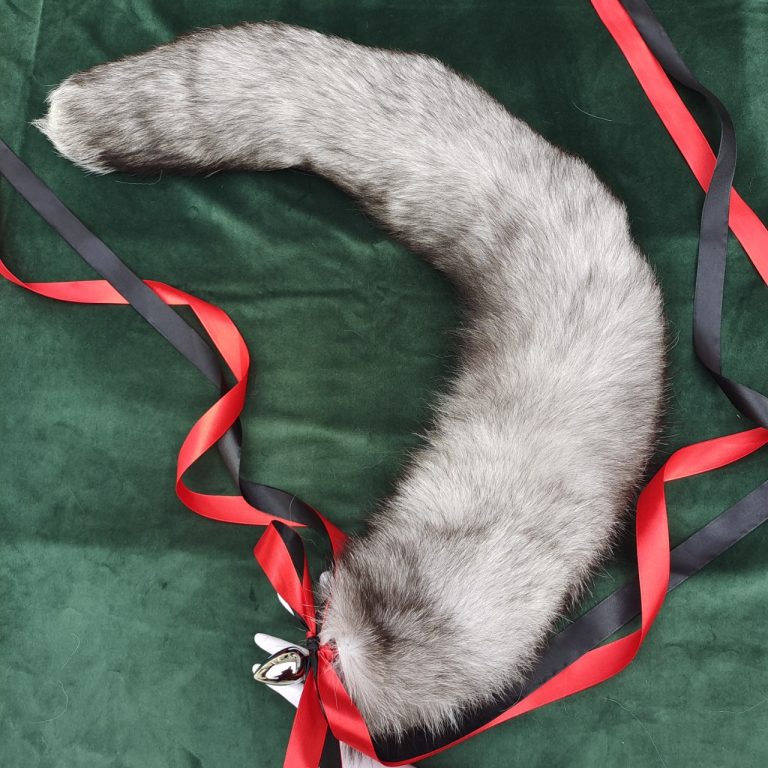 Silver gradient temptation fox tail butt plug tail (30cm)