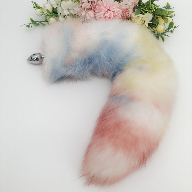 Silver gradient temptation fox tail butt plug tail (30cm)