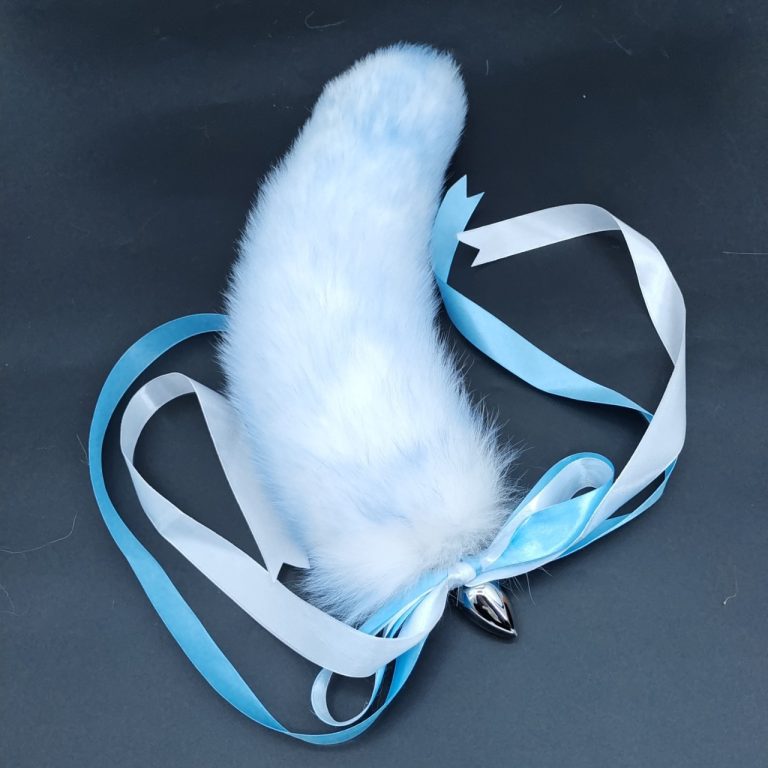 Ice blue temptation fox tail butt plug tail (30cm)