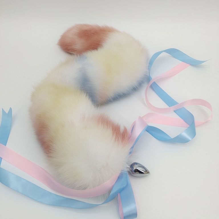 Silver gradient temptation fox tail butt plug tail (40cm)