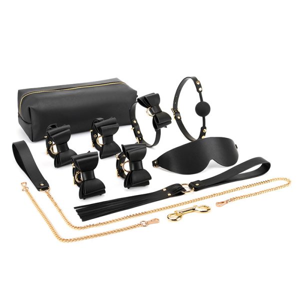 BDSM alternative fun storage PU leather material bow bondage training set (10 pieces)