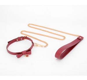 High-end player niche sexy cowhide material bow flirting traction collar