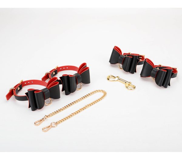 BDSM alternative fun storage PU leather material bow bondage training set (10 pieces)