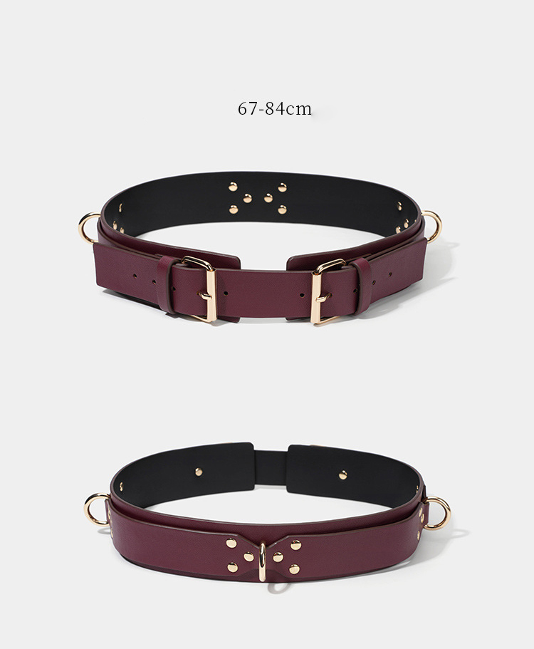 BDSM alternative sexy high-end PU leather material female companion bondage training set (16-piece set)