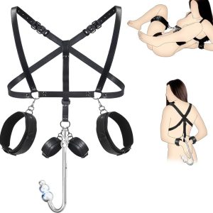 Adult hand and foot cuffs plus anal hook all-in-one wearable bondage sex toys