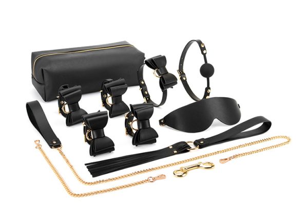 BDSM alternative fun storage PU leather material bow bondage training set (10 pieces)