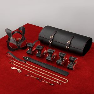 High-end adult SM training torture tool fun first layer leather bondage set (10 pieces)