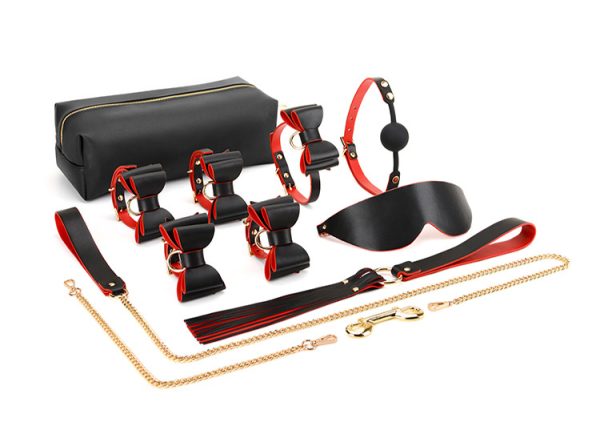 BDSM alternative fun storage PU leather material bow bondage training set (10 pieces)
