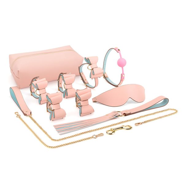 BDSM alternative fun storage PU leather material bow bondage training set (10 pieces)