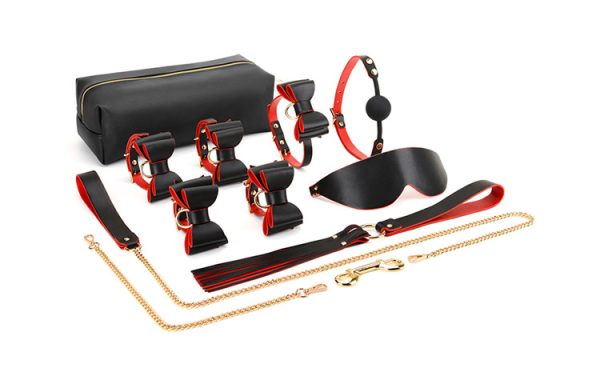 BDSM alternative fun storage PU leather material bow bondage training set (10 pieces)