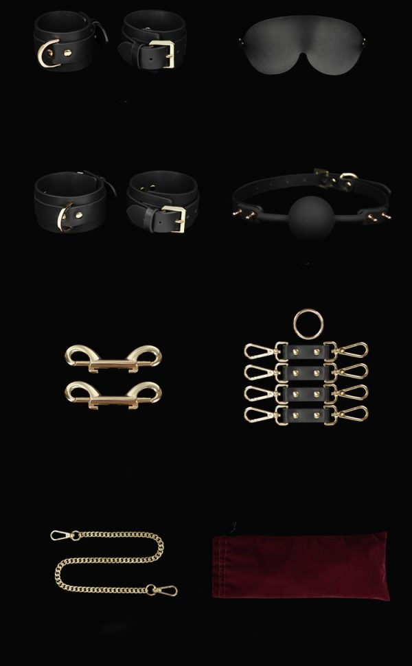 High-end adult SM training torture tool fun first layer leather bondage set (14 pieces) - Image 11
