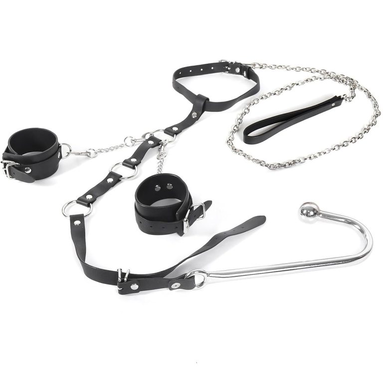 Adult hand and foot cuffs plus anal hook all-in-one wearable restraint traction sex toy - Image 4