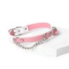 High-end player niche genuine leather pink and white sexy traction collar