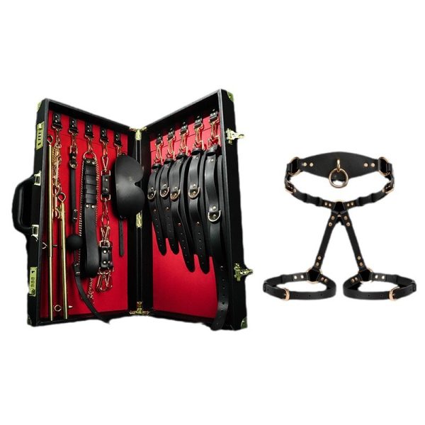 High-end adult SM training torture tool fun first layer leather bondage set (14 pieces) - Image 6