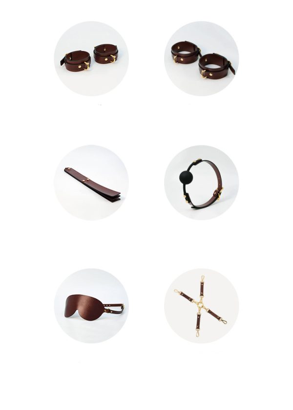High-end adult SM training torture tool fun first layer leather bondage set (9 pieces)
