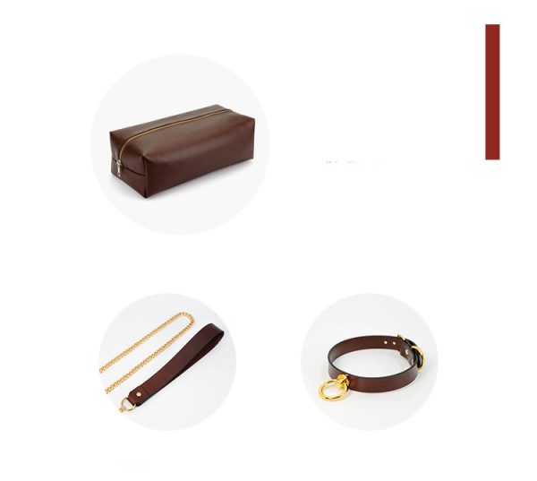 High-end adult SM training torture tool fun first layer leather bondage set (9 pieces) - Image 7