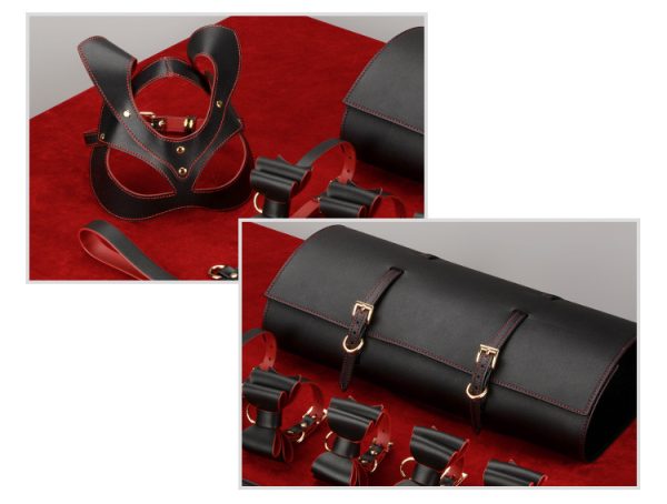 High-end adult SM training torture tool fun first layer leather bondage set (10 pieces)