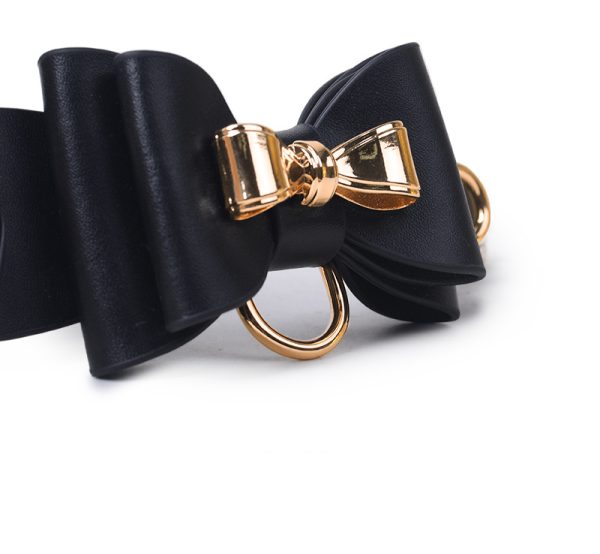 BDSM alternative black bow leather bondage training set (7 pieces)