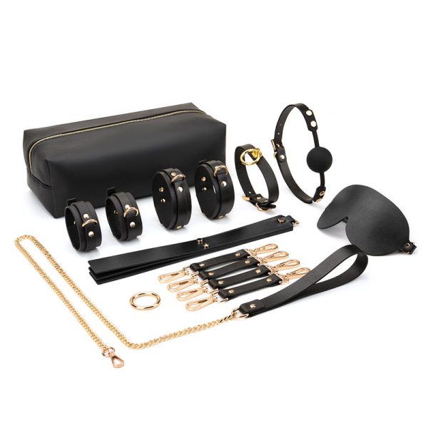 High-end adult SM training torture tool fun first layer leather bondage set (9 pieces)