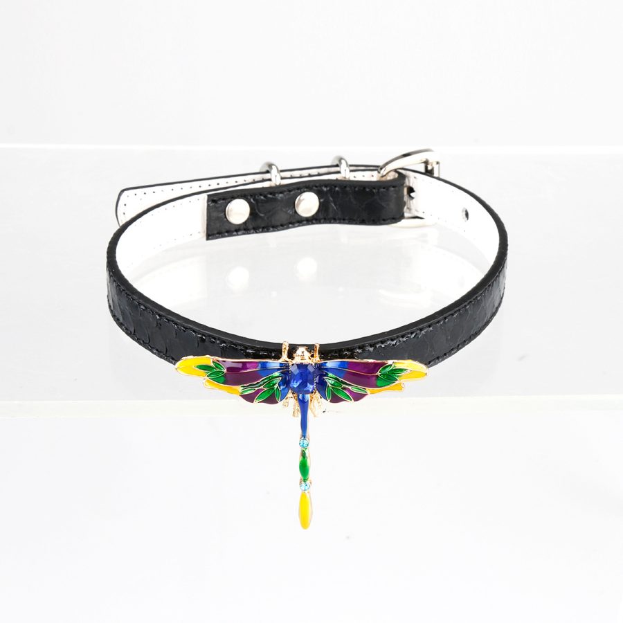 Original design niche genuine snakeskin material butterfly decoration PUPPY sm choker (without leash) - Image 2