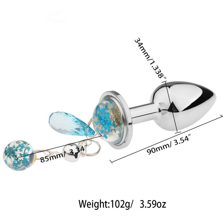 Translucent crystal metal butt plug with pendant