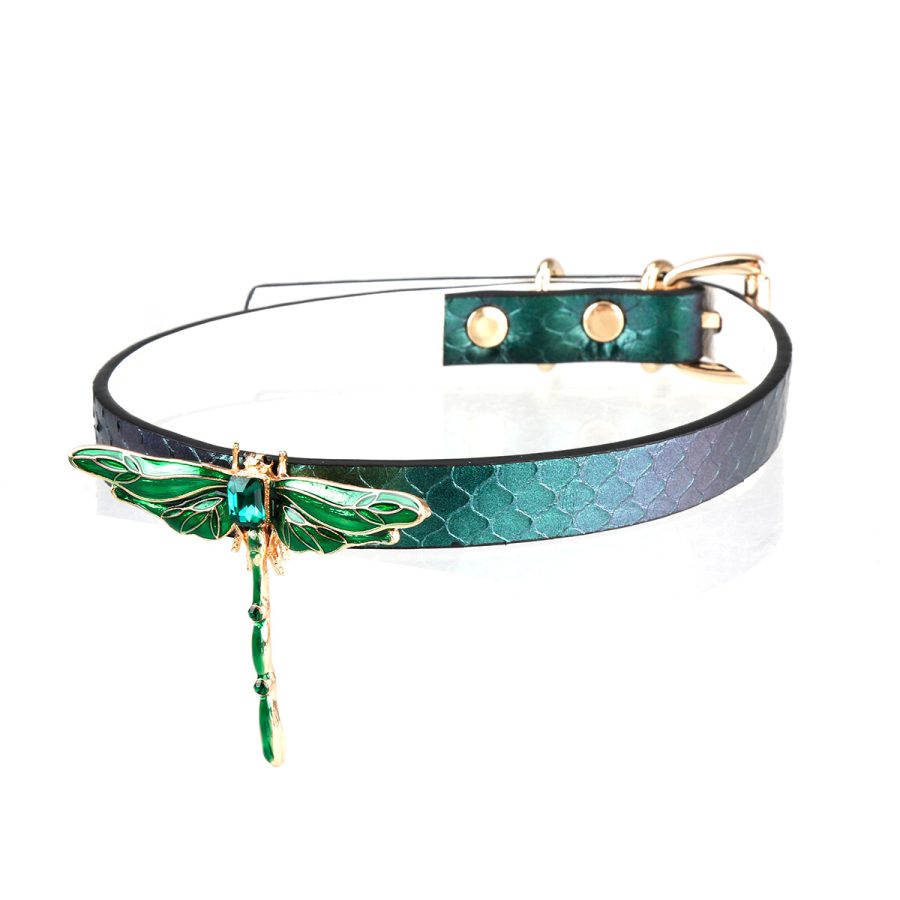 Original design niche genuine snakeskin material butterfly decoration PUPPY sm choker (without leash)